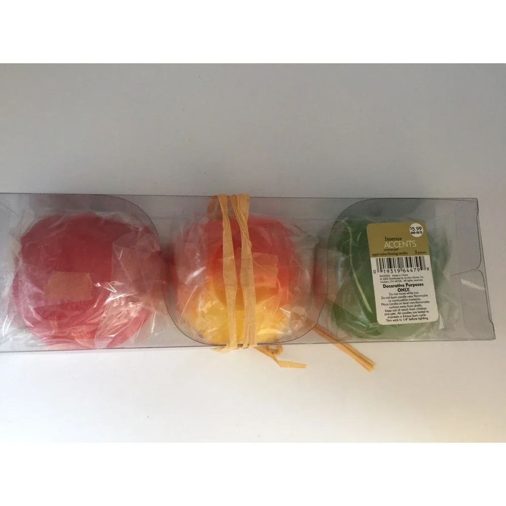 New Set Of 3 Fall Floating Half Apple Wax Candles,‎ NOS, Great For Fall Decor